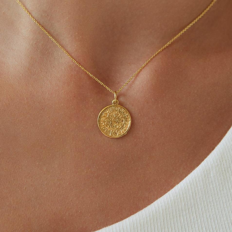 Necklace "Greek coin" 925 Silver (gold-coated)