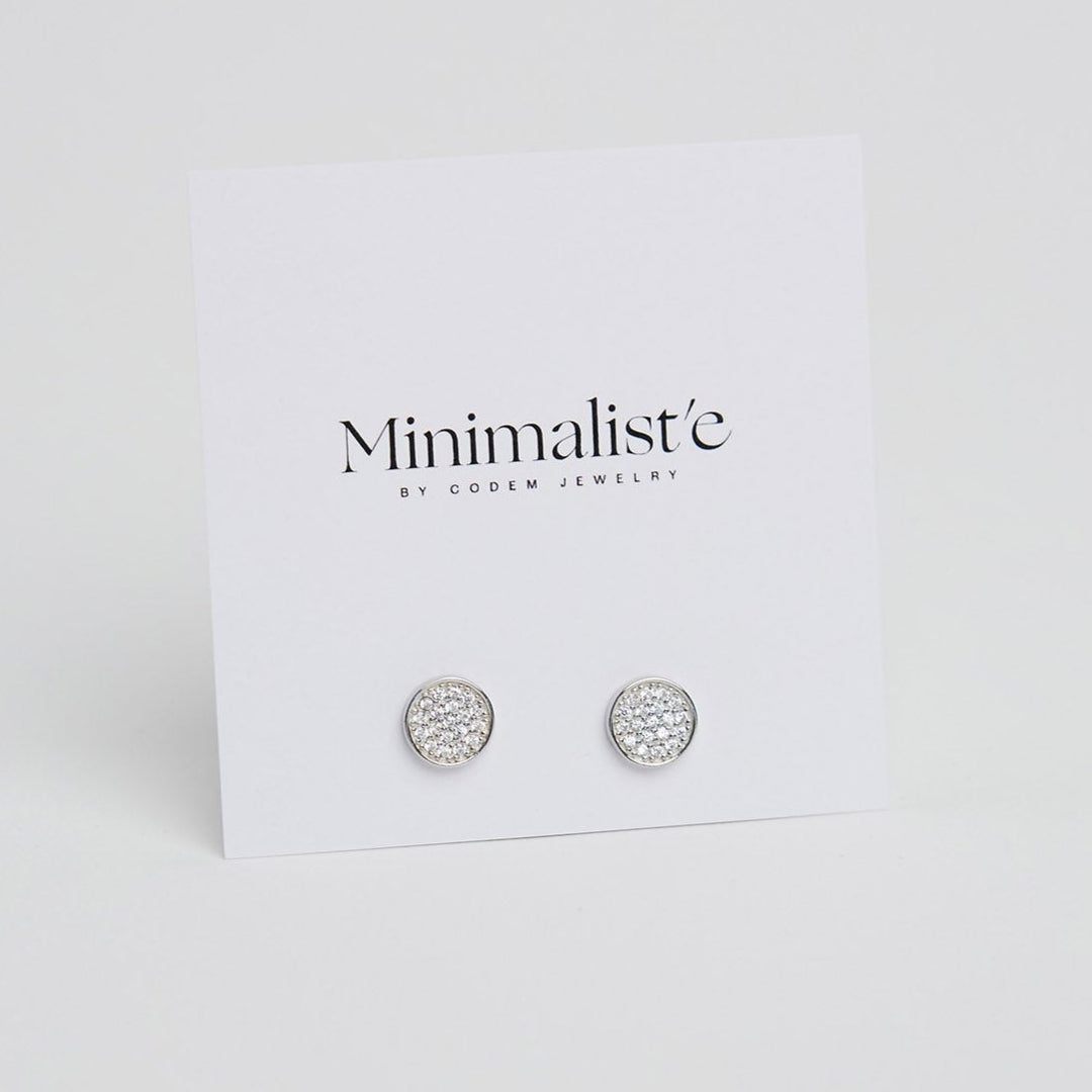 Earrings "Round Stud" 925 Silver